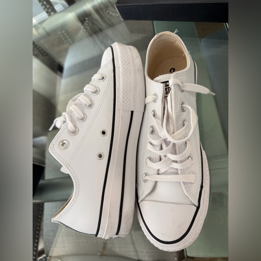 Converse White Low-Top Canvas All Star Sneakers with Black Trim